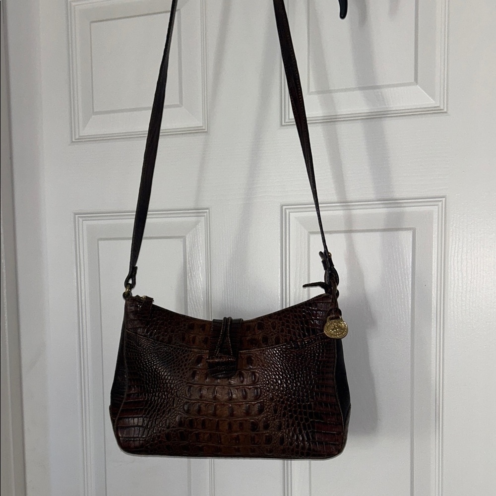 Brahmin Isabelle vintage embossed croc Brown convertible crossbody